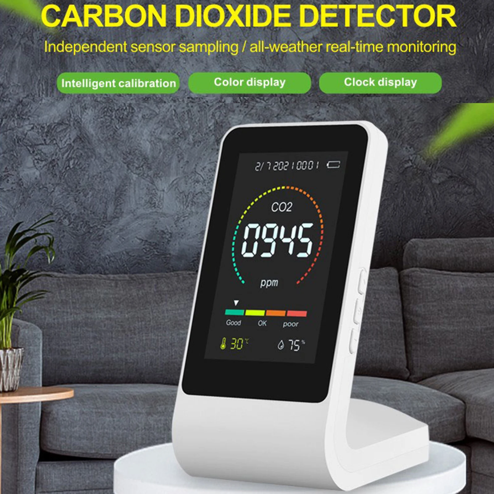 

3 In 1 Air Quality Monitor CO2 Dioxide Meters Multifunction Digital Temperature and Humidity Sensor Testers