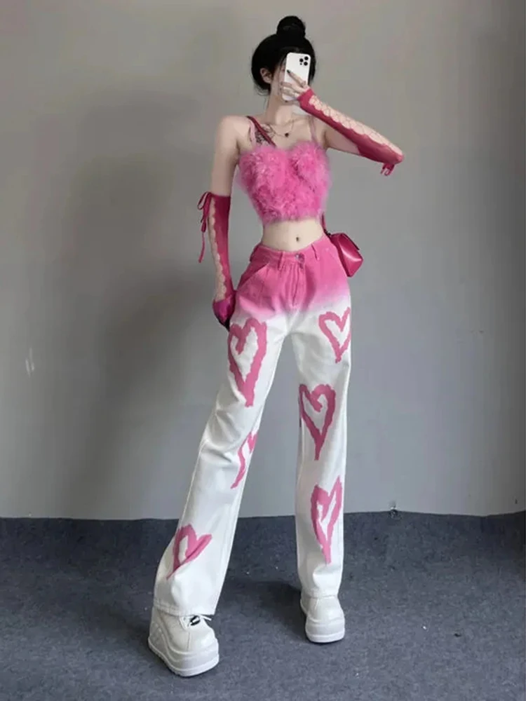 Jmprs Tie Dye Women Jeans Love Print Cute Pink High Waist Straight Denim Pants Loose Fashion Designed Korean Pants
Jmprs Tie Dye Women Jeans Love Print Cute Pink High Waist Straight Denim Pants Loose Fashion Designed Korean Pants