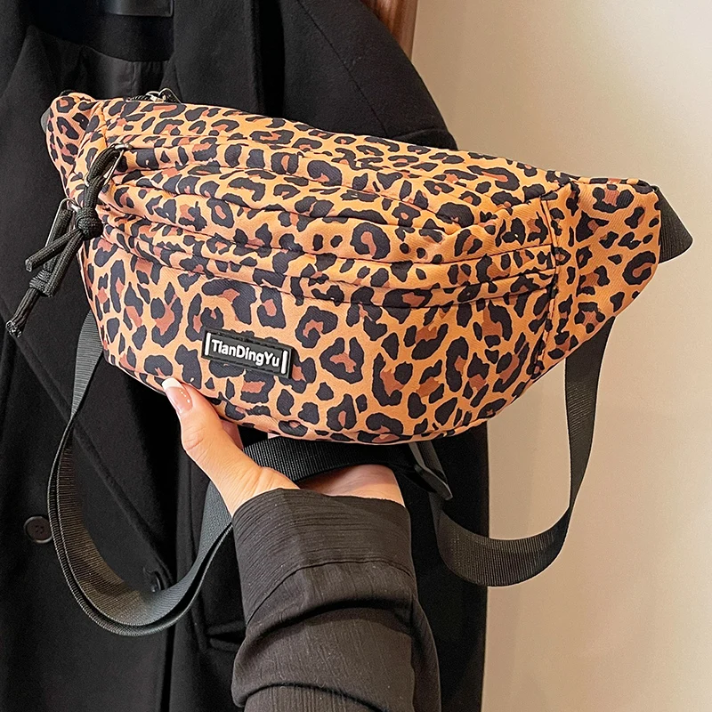 

2024 Fashion Leopard Women Fanny Packs Female Cotton Portable Shoulder Waist Pack Lady Casual Purse Wallet Crossbody Chest Bag