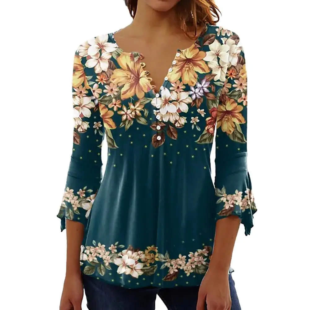 Fashionable Women V Neck Button Down T Shirt Street Top Clothing Printed Casual Lady Shirt Available in Multiple Sizes
Fashionable Women V Neck Button Down T Shirt Street Top Clothing Printed Casual Lady Shirt Available in Multiple Sizes