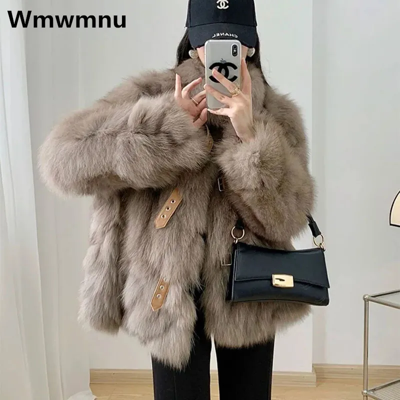 

Womens Warm Faux Fox Fur Jackets Fall Winter Furry Loose Coats Snow Thicken Plush Chaquetas Korean Fashion Cotton Padded Jaqueta