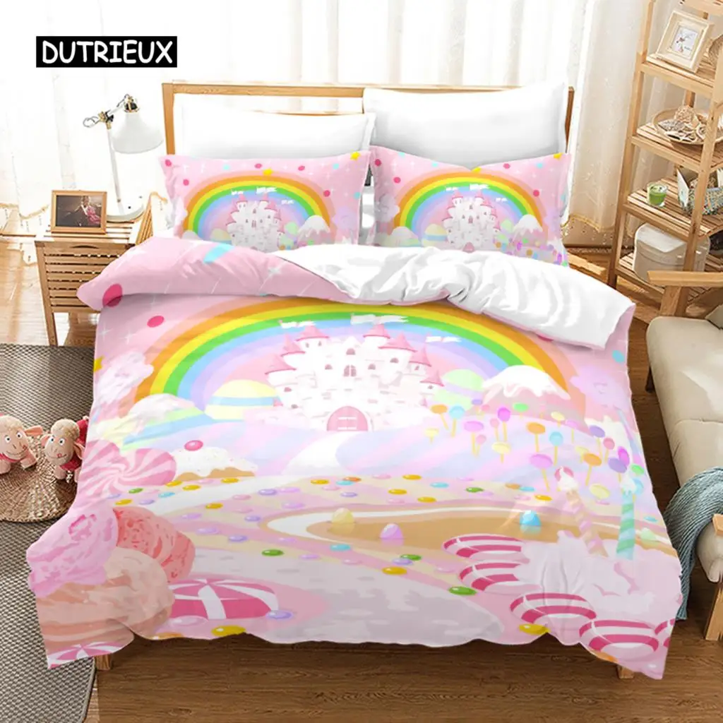 Rainbow Duvet Cover Set King Microfiber Girly Aesthetic Rainbows Bedding Set For Kids Kawaii Castle Dessert Pattern Quilt Cover
Rainbow Duvet Cover Set King Microfiber Girly Aesthetic Rainbows Bedding Set For Kids Kawaii Castle Dessert Pattern Quilt Cover
