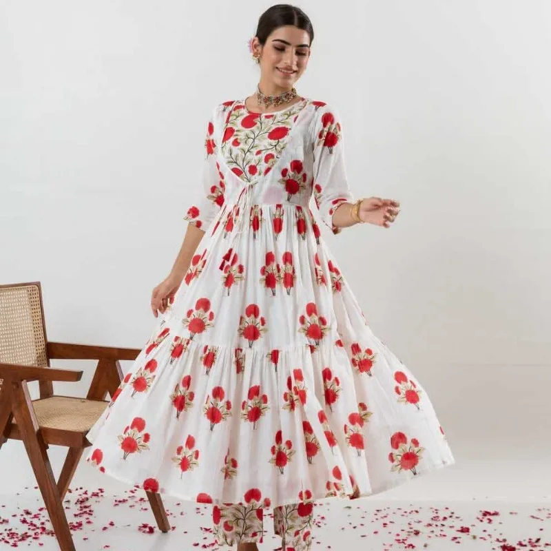 Womens Cotton Anarkali Kurti Set Bollywood Beautiful Ethnic Kurta Pant Set
Womens Cotton Anarkali Kurti Set Bollywood Beautiful Ethnic Kurta Pant Set