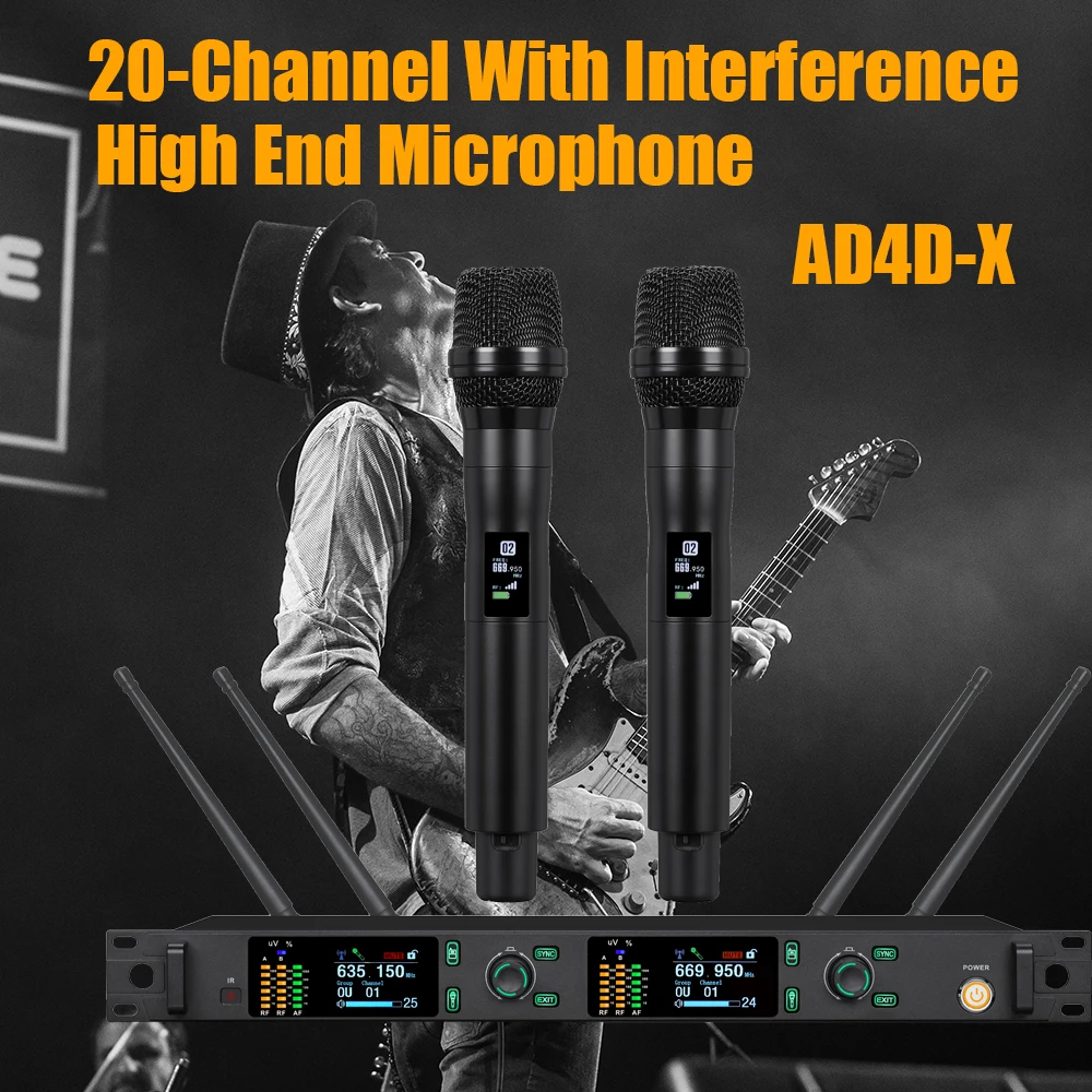 Leicozic True Diversity Microfono Wireless Professional Stage Microphone UHF With Spectrum Analyzer 10/30mW EU/US/UK Plug AD4D-X Leicozic True Diversity Microfono Wireless Professional Stage Microphone UHF With Spectrum Analyzer 10/30mW EU/US/UK Plug AD4D-X