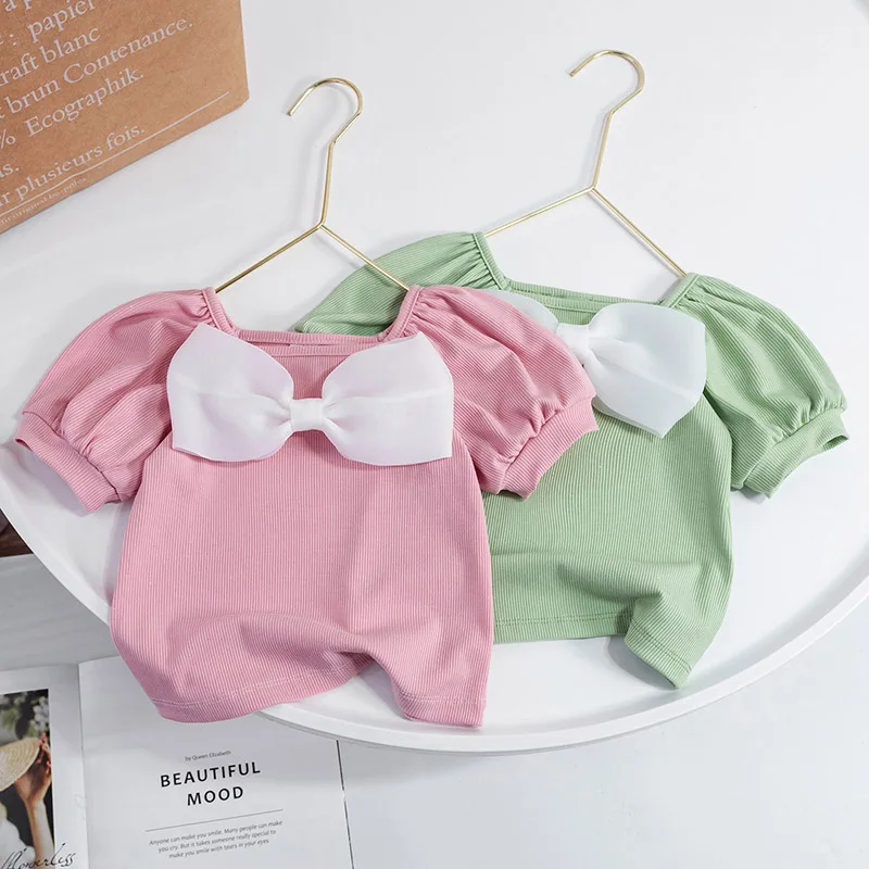 Fashion 2-6 Years Children Girls Summer Puff Sleeves Cotton Square Collar T-Shirt Solid Korean Sweet Bow Tops
Fashion 2-6 Years Children Girls Summer Puff Sleeves Cotton Square Collar T-Shirt Solid Korean Sweet Bow Tops