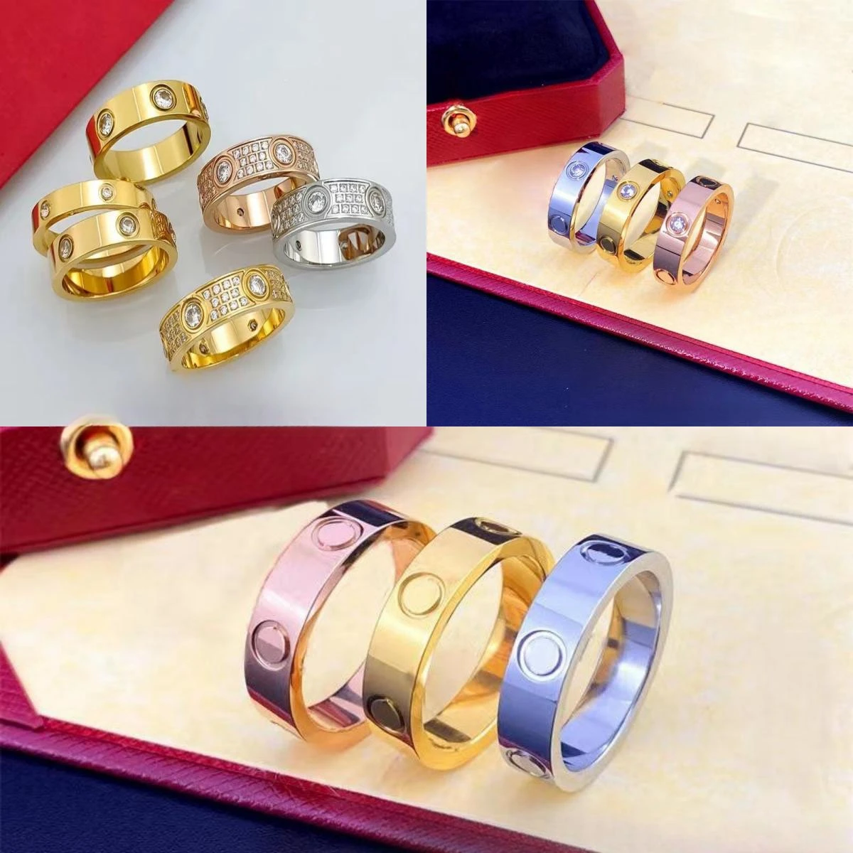 

Electroplated 18k Titanium Steel Women's Luxury Love Ring Valentine's Day Commemorative Gift Men's Party Jewelry Never Fade