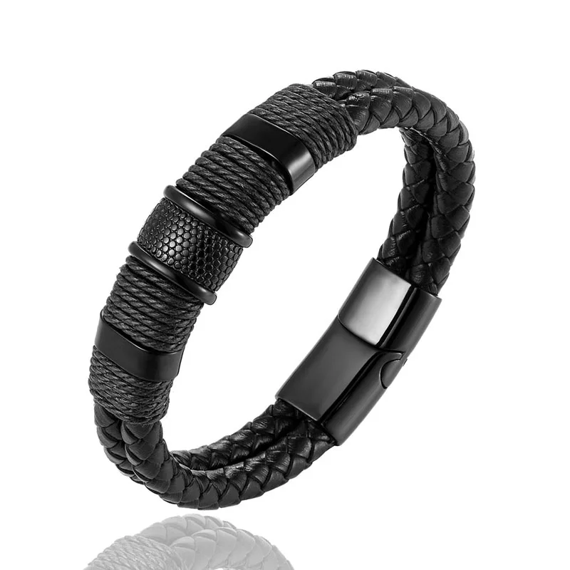Leisure Fashion Men's Bracelet Black Genuine Leather Hand-Woven The Cuff Rope Chain Stainless Steel Magnetic Clasp Jewelry Gifts
Leisure Fashion Men's Bracelet Black Genuine Leather Hand-Woven The Cuff Rope Chain Stainless Steel Magnetic Clasp Jewelry Gifts