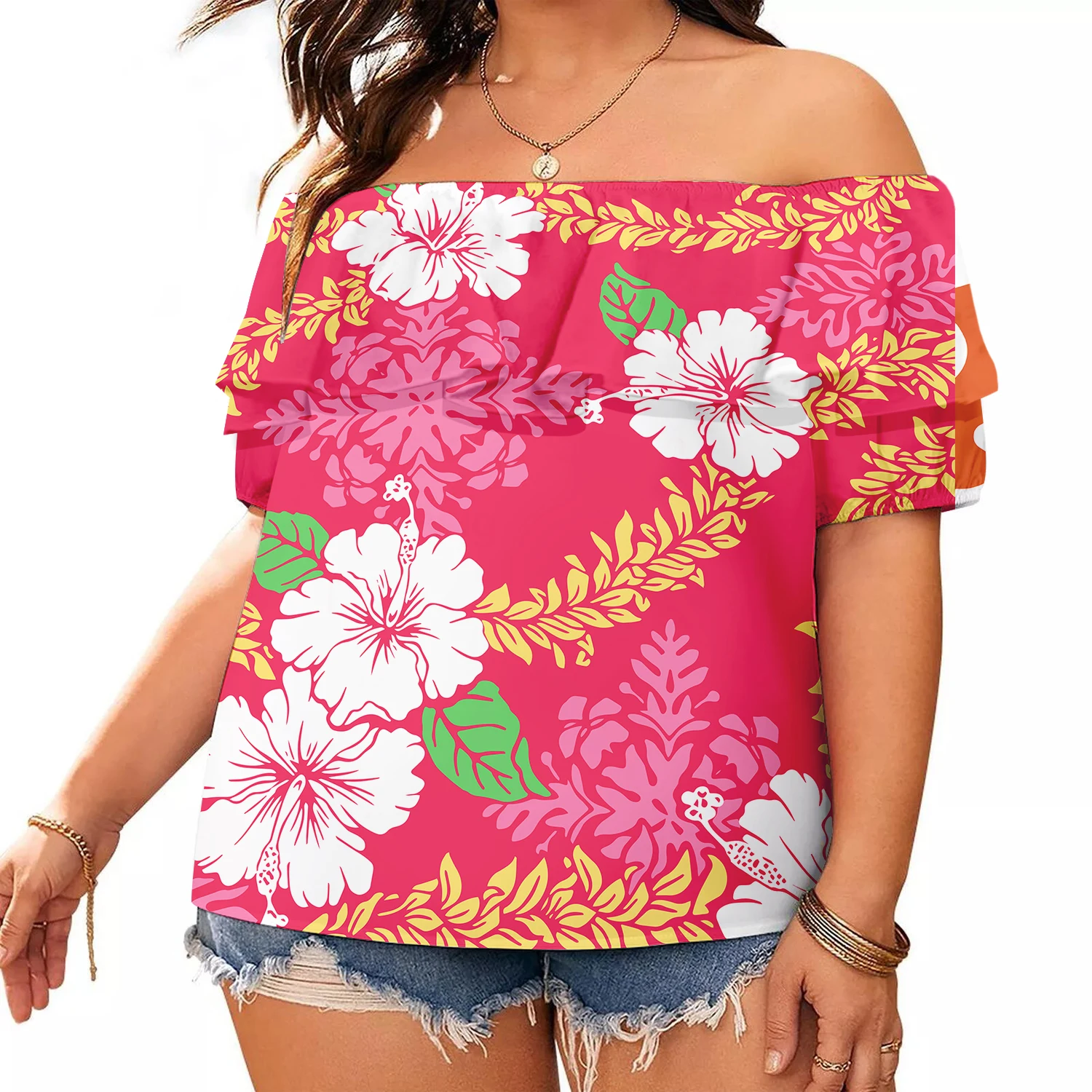 Custom New Fashion Wholesale Tonga Samoan Tribal Design Casual Off Shoulder Blouse Chiffon Women Tops Polynesian Ruffle Blouses
Custom New Fashion Wholesale Tonga Samoan Tribal Design Casual Off Shoulder Blouse Chiffon Women Tops Polynesian Ruffle Blouses