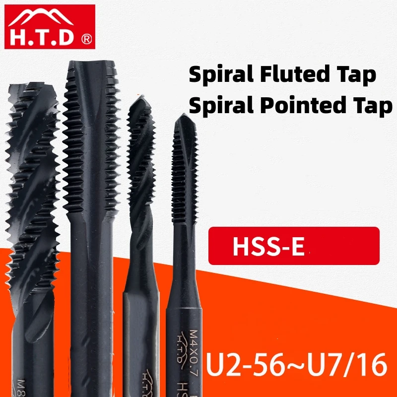 HTD HSSE American Spiral Fluted Tap/Pointed Tap UNC/F2-56 10-24 4-40 6-32 10-32 1/2-13 1/4 5/16 7/16 Machine Screw Thread Taps
HTD HSSE American Spiral Fluted Tap/Pointed Tap UNC/F2-56 10-24 4-40 6-32 10-32 1/2-13 1/4 5/16 7/16 Machine Screw Thread Taps