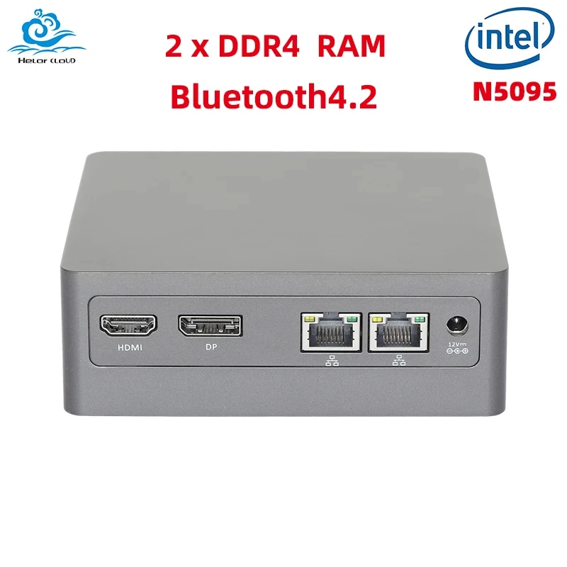 

Helorpc Mini PC Intel Celeron N5095 Processor 2x DDR4 Slots M2 NVME SSD 4K UHD Dual-band WiFi Bluetooth4.2 Window10/11 Linux