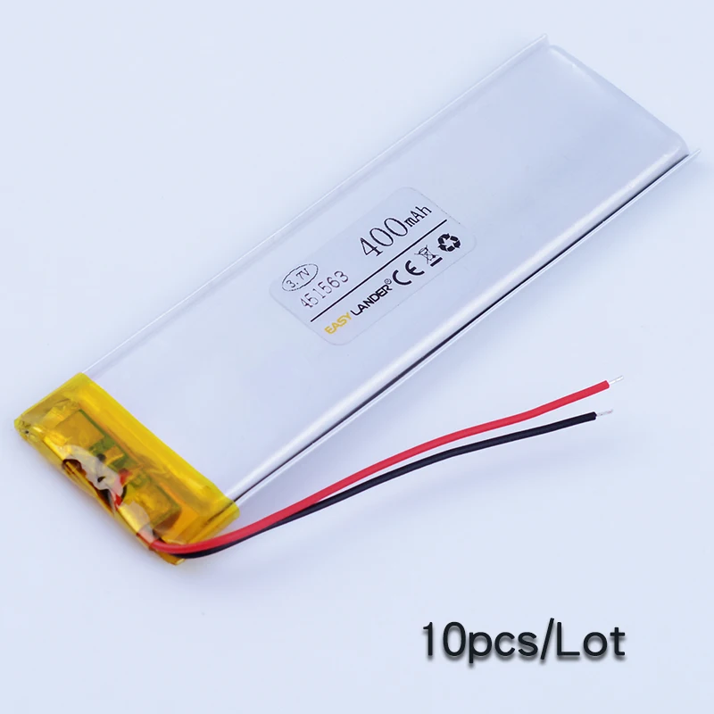 

10 шт./лот 451563 3,7 в 400 мАч перезаряжаемая литий-ионная литий-полимерная литий-ионная батарея для Bluetooth динамика Mp3 MP4 DVR GPS PSP PDA инструменты