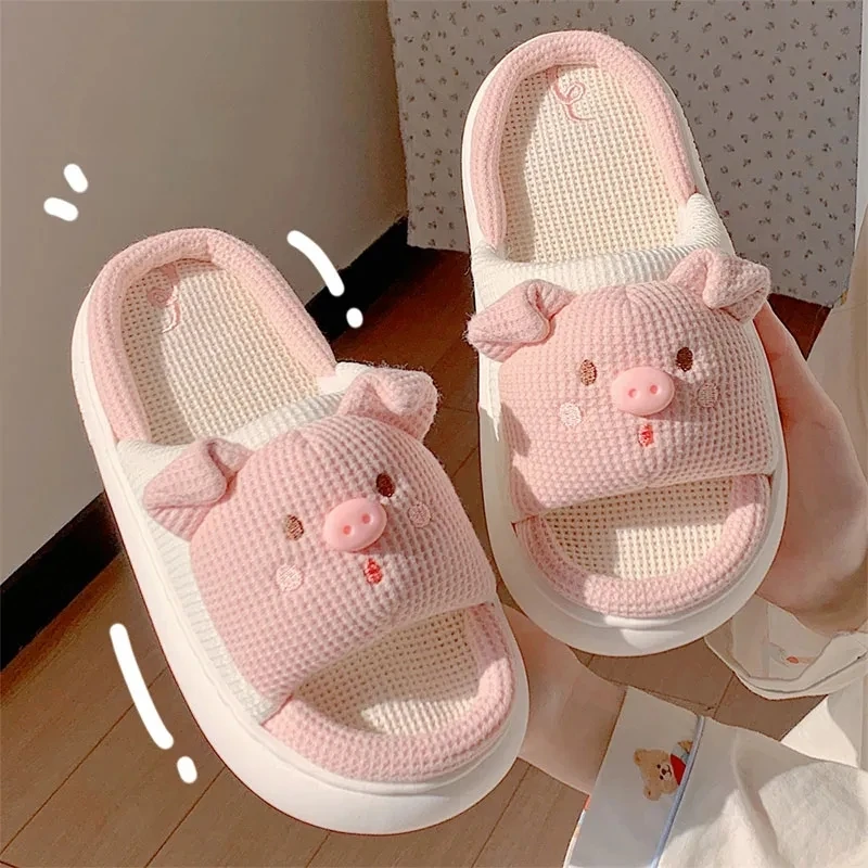 Cute Pink 3.5Cm Linen Home Slippers Pig Slippers For Women All Season Breathable Open Toe Slippers Soft Piggy Pattern Design
Cute Pink 3.5Cm Linen Home Slippers Pig Slippers For Women All Season Breathable Open Toe Slippers Soft Piggy Pattern Design
