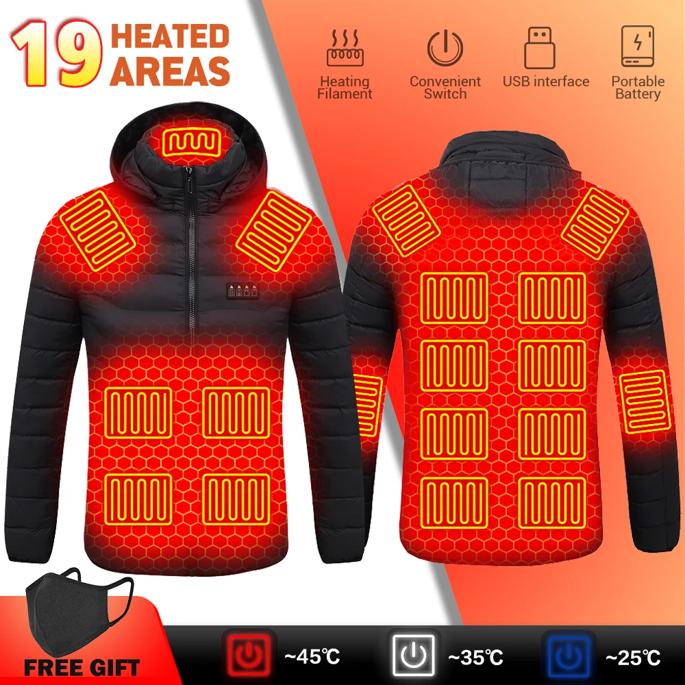 Men 19 Areas Heated Jacket USB Winter Warm Heating Undershirt Electric Heating Jacket Clothing Can Heated Cotton Jacket S-6XL
Men 19 Areas Heated Jacket USB Winter Warm Heating Undershirt Electric Heating Jacket Clothing Can Heated Cotton Jacket S-6XL