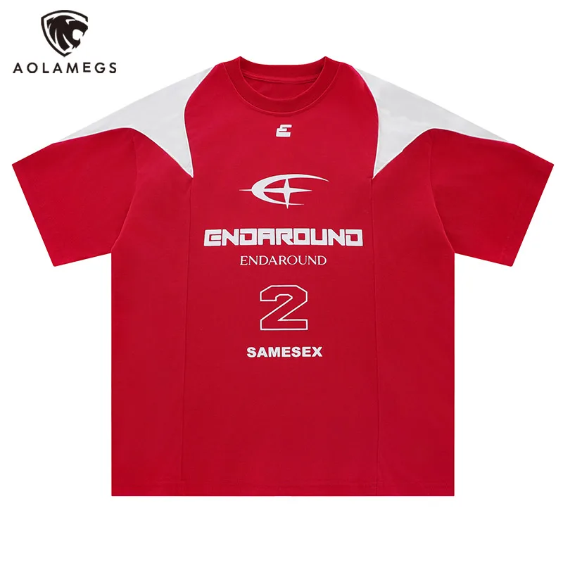 Men T-Shirt Stitching Contrasting Color Sports Tees American Retro Letter Print Short-Sleeved Tops College Style Couple Tshirt
Men T-Shirt Stitching Contrasting Color Sports Tees American Retro Letter Print Short-Sleeved Tops College Style Couple Tshirt