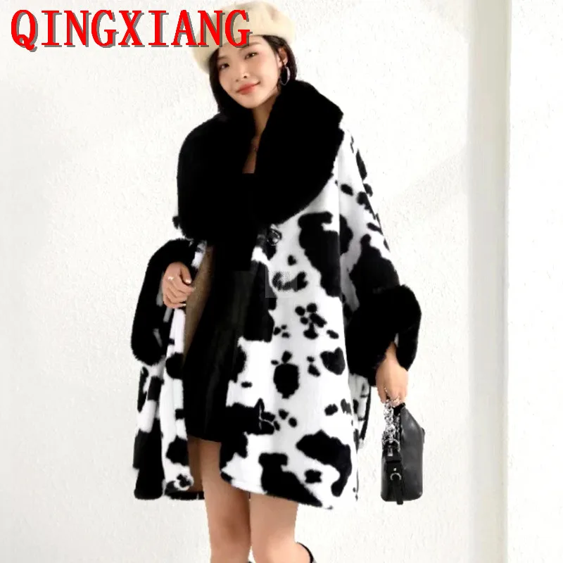 2022 Lady Loose Faux Rabbit Fur Woolen Leopard Cardigan Capes Women Winter Warm Thick Batwing Sleeve Loose Cloak Streetwear Coat
2022 Lady Loose Faux Rabbit Fur Woolen Leopard Cardigan Capes Women Winter Warm Thick Batwing Sleeve Loose Cloak Streetwear Coat