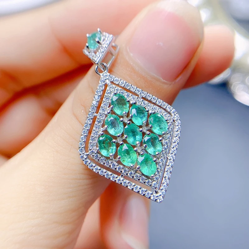 

Natural emerald pendant necklace for women silver 925 jewelry luxury gem stones 18k gold plated free shiping items