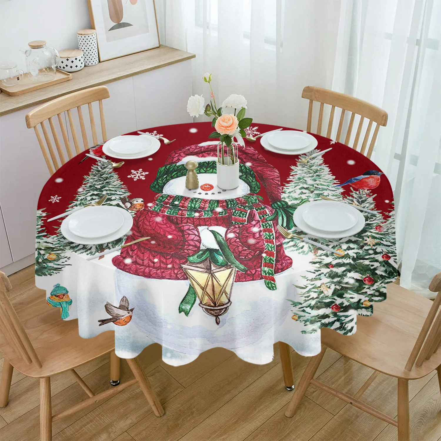 Christmas Tree Snowman Robin Berry Round Tablecloth Waterproof Wedding Party Table Cover Christmas Dining Table Tablecloth
Christmas Tree Snowman Robin Berry Round Tablecloth Waterproof Wedding Party Table Cover Christmas Dining Table Tablecloth