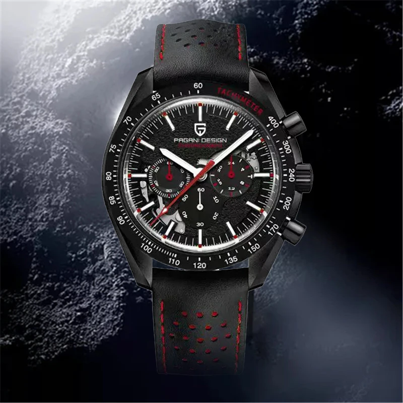 

PAGANI DESIGN Men Watches Casual Sport AR Sapphire Glass Luxury Waterproof Luminous Chronograph Wristwatch Male Leather Clock