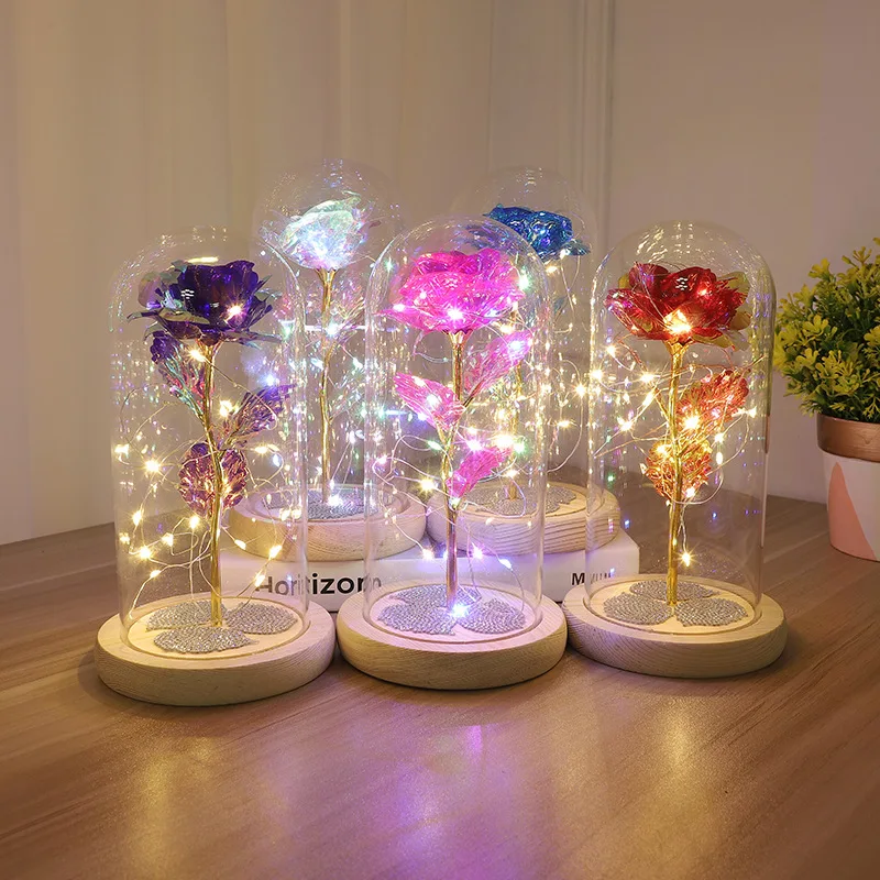 24K Gold Foil Enchanted LED Galaxy Rose Eternal Flower With Fairy String Lights In Dome For Christmas Valentines Day Gift
24K Gold Foil Enchanted LED Galaxy Rose Eternal Flower With Fairy String Lights In Dome For Christmas Valentines Day Gift