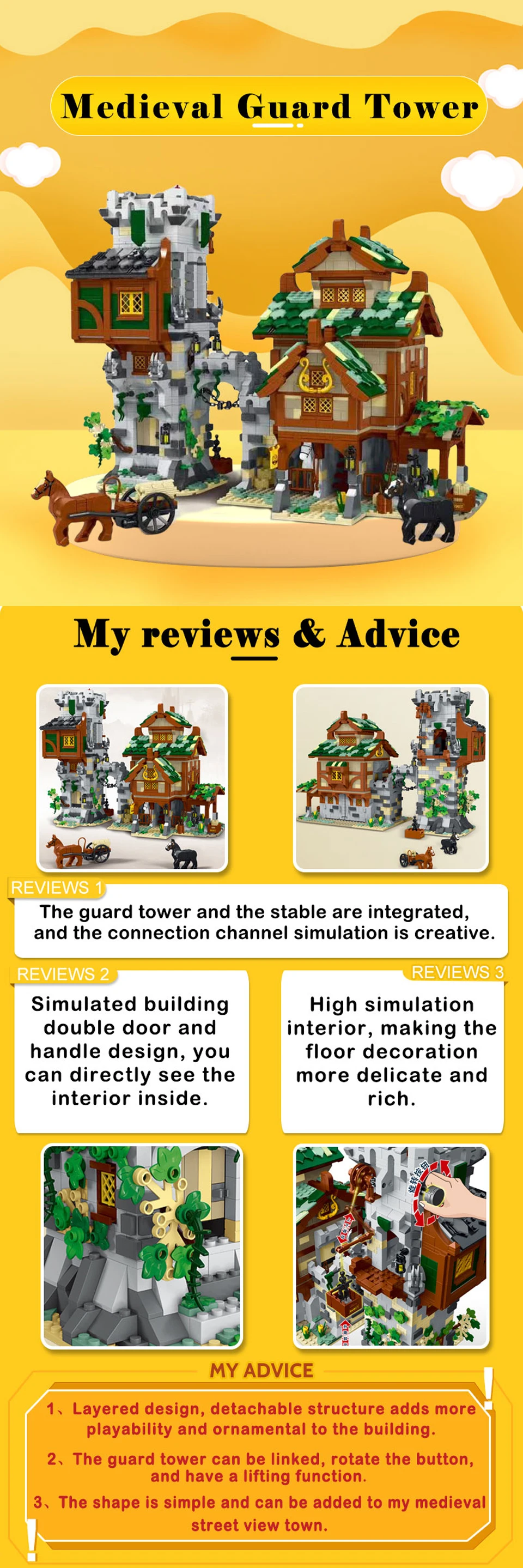 3811PCS Medieval Town Stable Guard Tower Building Blocks Architecture Modular Street Views House Model Creative Expert Toys MOC 3811PCS Medieval Town Stable Guard Tower Building Blocks Architecture Modular Street Views House Model Creative Expert Toys MOC