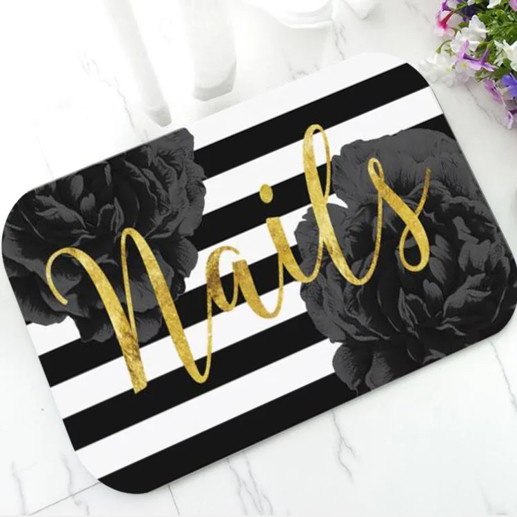 Stylish Gold Nail Salon Makeup Doormat Elegant Gitter Nails Beauty Salon Welcome Door Mat Black White Striped Floral Rug Carpet
Stylish Gold Nail Salon Makeup Doormat Elegant Gitter Nails Beauty Salon Welcome Door Mat Black White Striped Floral Rug Carpet