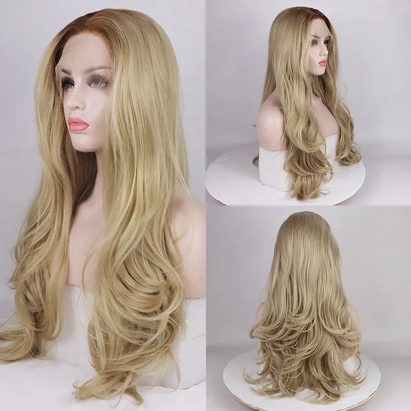 High Quality Wavy Synthetic Lace Front Wig Gold Ombre Light Brown Heat Resistant Fiber Pre Plucked Hairline For White Women Wigs
High Quality Wavy Synthetic Lace Front Wig Gold Ombre Light Brown Heat Resistant Fiber Pre Plucked Hairline For White Women Wigs