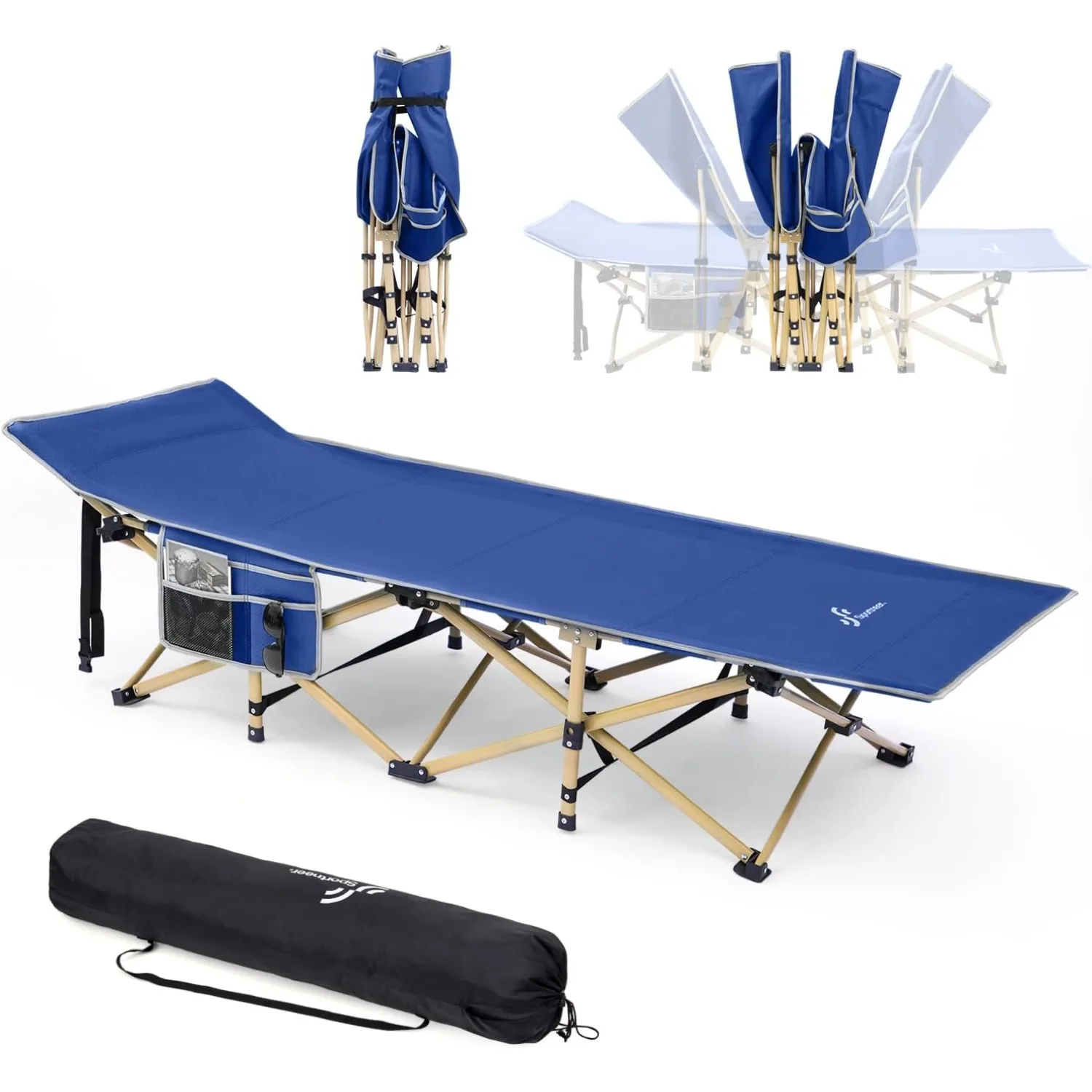 

Sportneer Camping Cots for Adults Cot 2 Side Pockets Cots for Sleeping 450LBS(Max Load) Portable Folding Cots Extra Wider Cot