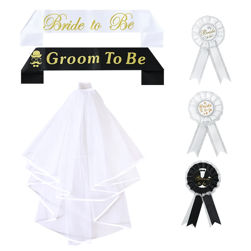 Wedding Veil Groom/Bride To Be Satin Sash Shoulder Strap Badge Bridal Shower Wedding Bachelorette Party Decorations Supplies
Wedding Veil Groom/Bride To Be Satin Sash Shoulder Strap Badge Bridal Shower Wedding Bachelorette Party Decorations Supplies
