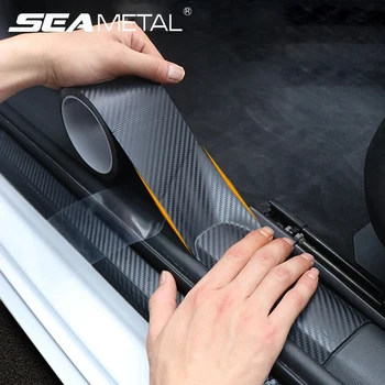Proteção de Pintura Inigualável com a Película Protetora de Pele de Rinoceronte 13 SEAMETAL 3D Carbon Fiber Car Threshold Protective Film Anti Scratch Waterproof Car Stickers for Auto Door Sill Edge Protection