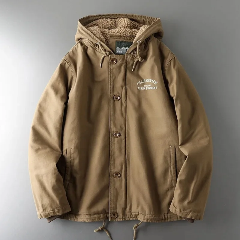 Cotton Jacket Men Hooded Lamb Wool Parkas Winter Single-Breasted Warm Padded Coat Ropa Hombre Loose Solid Tooling Outerwear
Cotton Jacket Men Hooded Lamb Wool Parkas Winter Single-Breasted Warm Padded Coat Ropa Hombre Loose Solid Tooling Outerwear