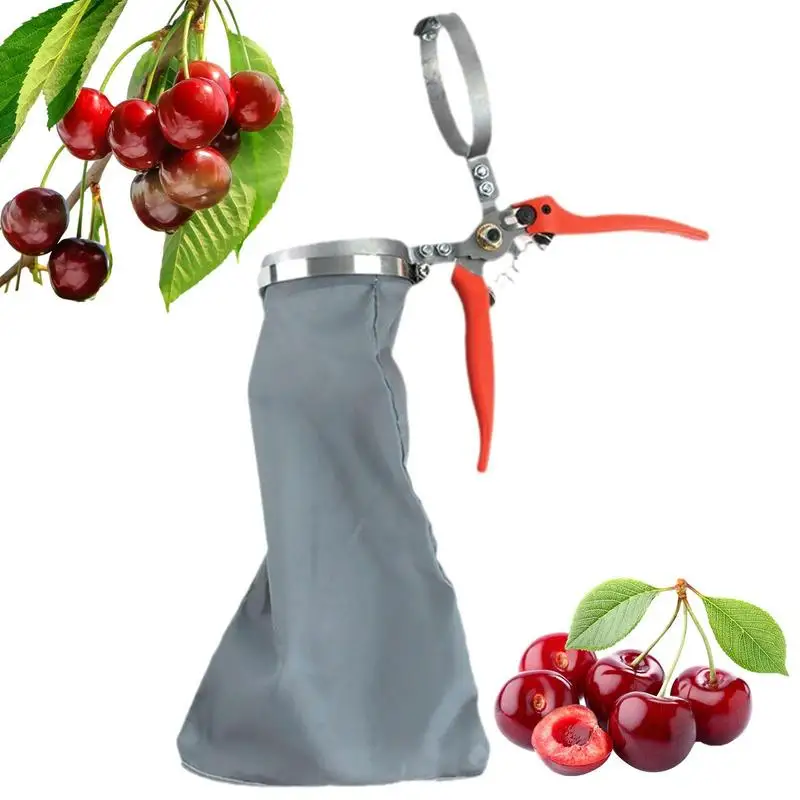 

Fruit Catcher Metal Fruit Picker With Cutter And Basket Spring Handle Pepper Cutter Portable Harvest Supplies For Blackberries