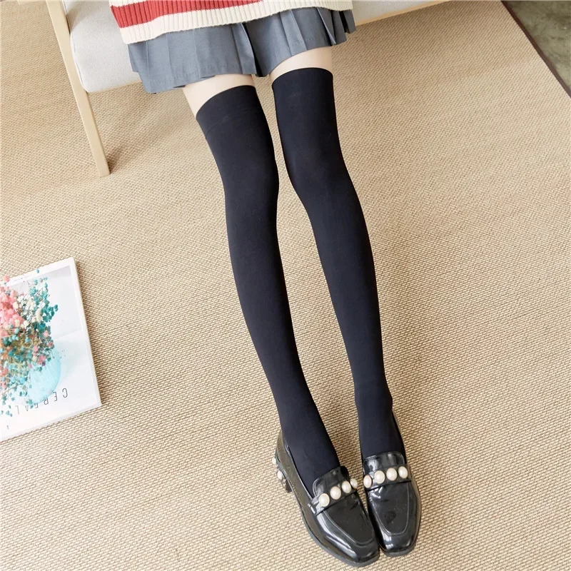 

Solid Color Stocking Sexy Black White Long Stocks Over-the-calf Socks Lolita JK Cosplay Socks Women's Hosiery Thigh Stockings