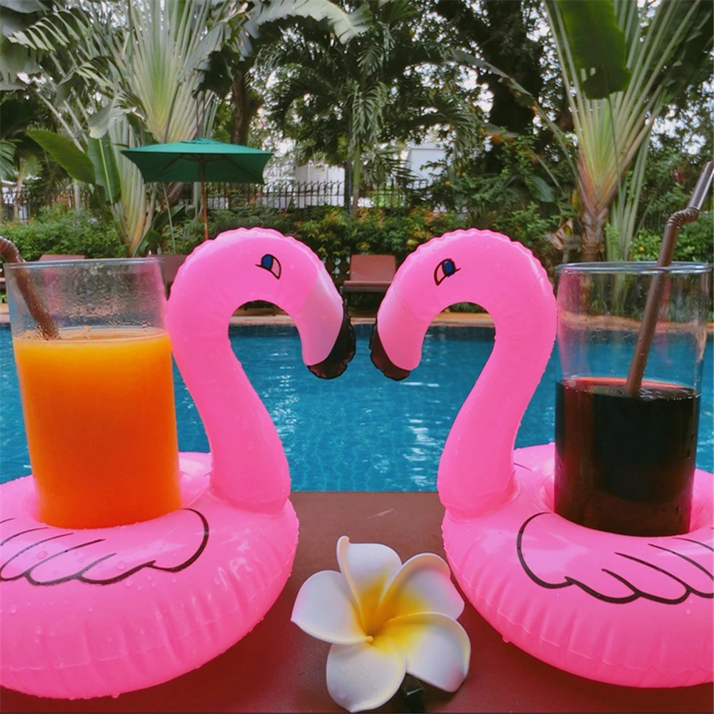 

Water Cup Swimming Ring Inflatable Floating Cup Holder Popular Flamingo Unicorn Beer Drink Bar Coaster Swimming Pool Decorations