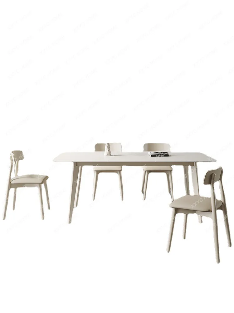 

Каменная тарелка обеденный стол для маленькой квартиры тихий Стиль Прямоугольный Обеденный стол в скандинавском стиле из массива дерева обеденные столы и стулья набор
