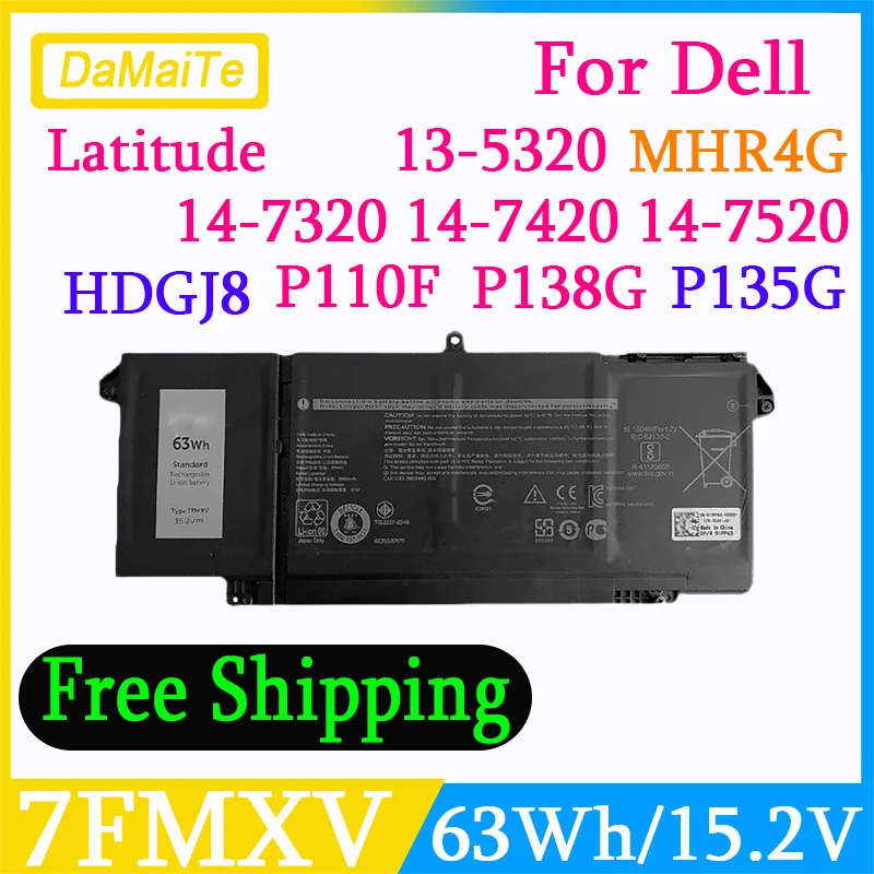 New 7FMXV 9JM71 Laptop Battery For Dell Latitude 5320 7520 7320 7420 P134G001 P110F P138G P135G HDGJ8 MHR4G 4M1JN TN2GY 0TN2GY
New 7FMXV 9JM71 Laptop Battery For Dell Latitude 5320 7520 7320 7420 P134G001 P110F P138G P135G HDGJ8 MHR4G 4M1JN TN2GY 0TN2GY