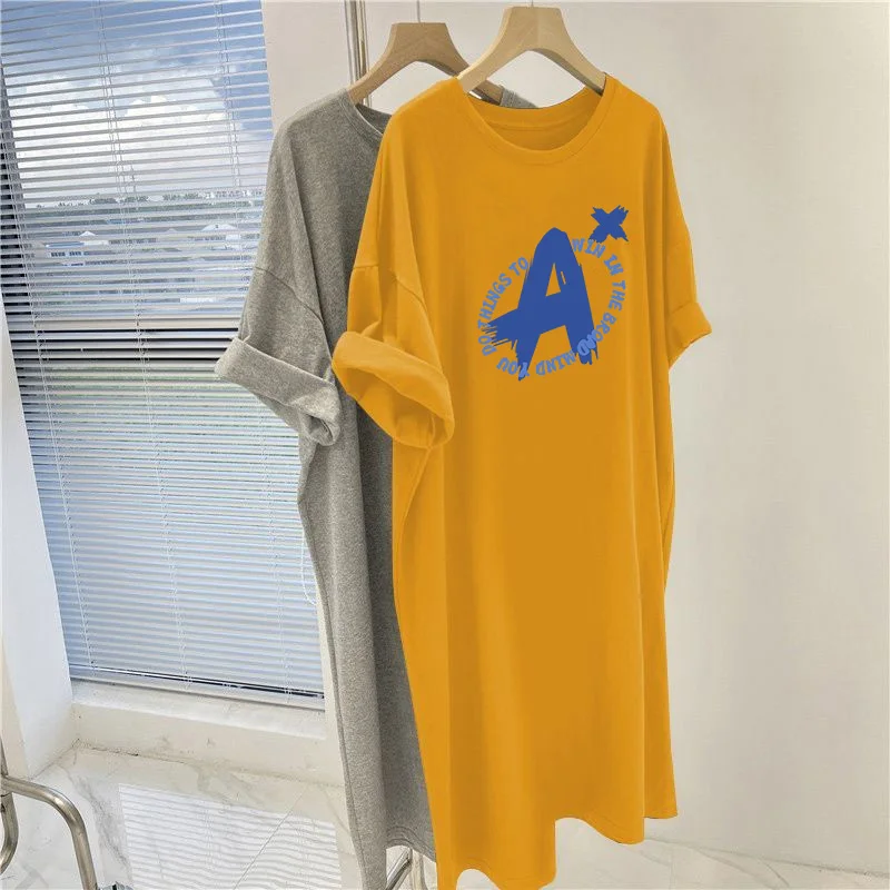 Women Fashion O-neck Overknee Dress, Casual Loose Short Sleeve Basic Dresses, Summer Cartoon Printed Knee Length Tunic
Women Fashion O-neck Overknee Dress, Casual Loose Short Sleeve Basic Dresses, Summer Cartoon Printed Knee Length Tunic