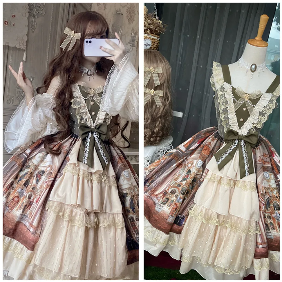Princess Lolita Palace Elegant Gorgeous Temperament Suspender Dress High Waist Cute Printing Victorian Dress Kawaii Girl Gothic
Princess Lolita Palace Elegant Gorgeous Temperament Suspender Dress High Waist Cute Printing Victorian Dress Kawaii Girl Gothic