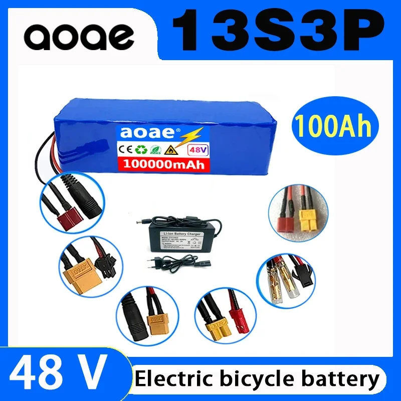 

13S3P 48V 100000mAh 100Ah lithium-ion battery pack with 1000W BMS, suitable for 54.6V electric bicycles, scooters, and chargers