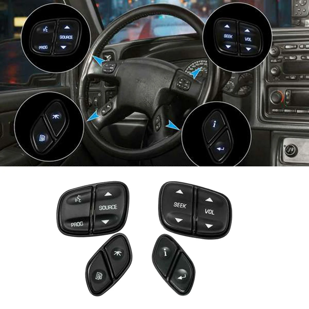 

LED Light Steering Wheel Radio Source Switch 1999442 for GMC Yukon Hummer H2 Chevrolet Avalanche Silverado Tahoe