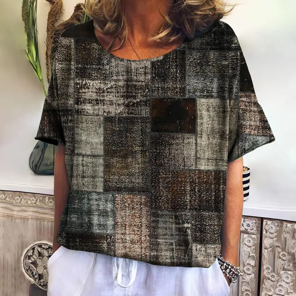 Summer Plaid T-Shirt Round Neck High-End Fashion Outdoor Leisure New Ladies T-Shirt Retro Popular Cool Clothing Ultra-Thin Loose
Summer Plaid T-Shirt Round Neck High-End Fashion Outdoor Leisure New Ladies T-Shirt Retro Popular Cool Clothing Ultra-Thin Loose