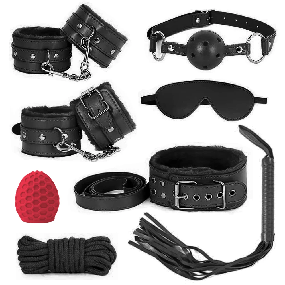 BDSM Bondage Restraint Set Sex Handcuffs Whip Anal Beads Anal Plug Bullet Butt Plug Vibrator S&M Fetish Sex Toy for Woman Adult BDSM Bondage Restraint Set Sex Handcuffs Whip Anal Beads Anal Plug Bullet Butt Plug Vibrator S&M Fetish Sex Toy for Woman Adult