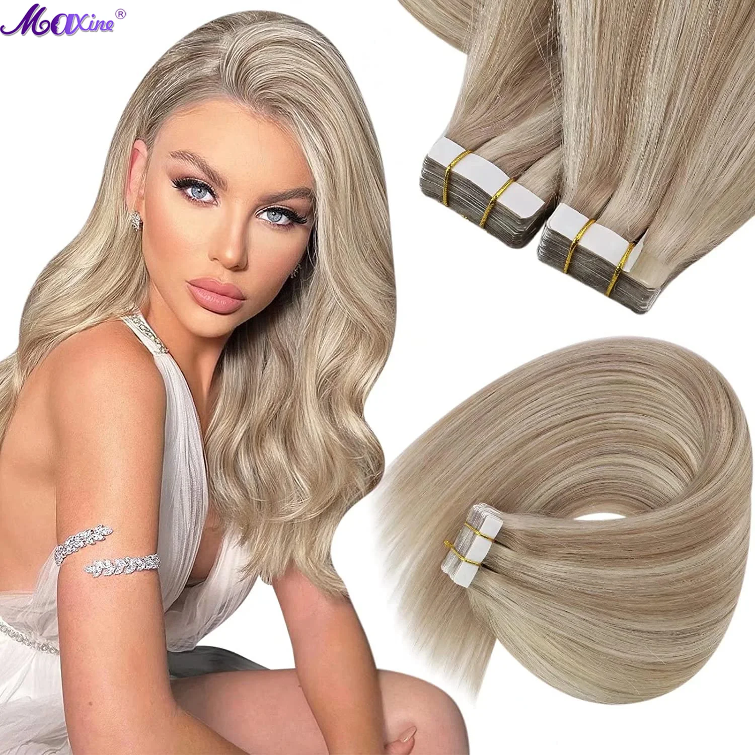 Maxine Hair Tape in Extensions Ash Blonde Tape in Hair Extensions Human Hair Highlights Ash Blonde with Bleach Blonde Tape in
Maxine Hair Tape in Extensions Ash Blonde Tape in Hair Extensions Human Hair Highlights Ash Blonde with Bleach Blonde Tape in
