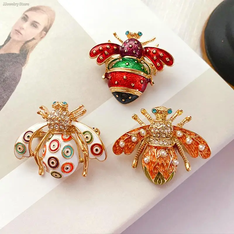 

Luxury Vintage Enamel Bee Brooches For Women Men 3-color Insects Jewelry Brooch For Lady Badges Lapel Pins