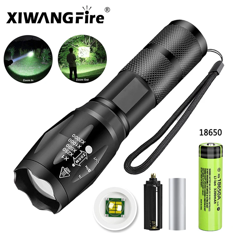 

High Power Led Flashlights Camping Torch 5 Lighting Modes Aluminum Alloy Zoomable Light Waterproof Material Use 3 AAA Batteries
