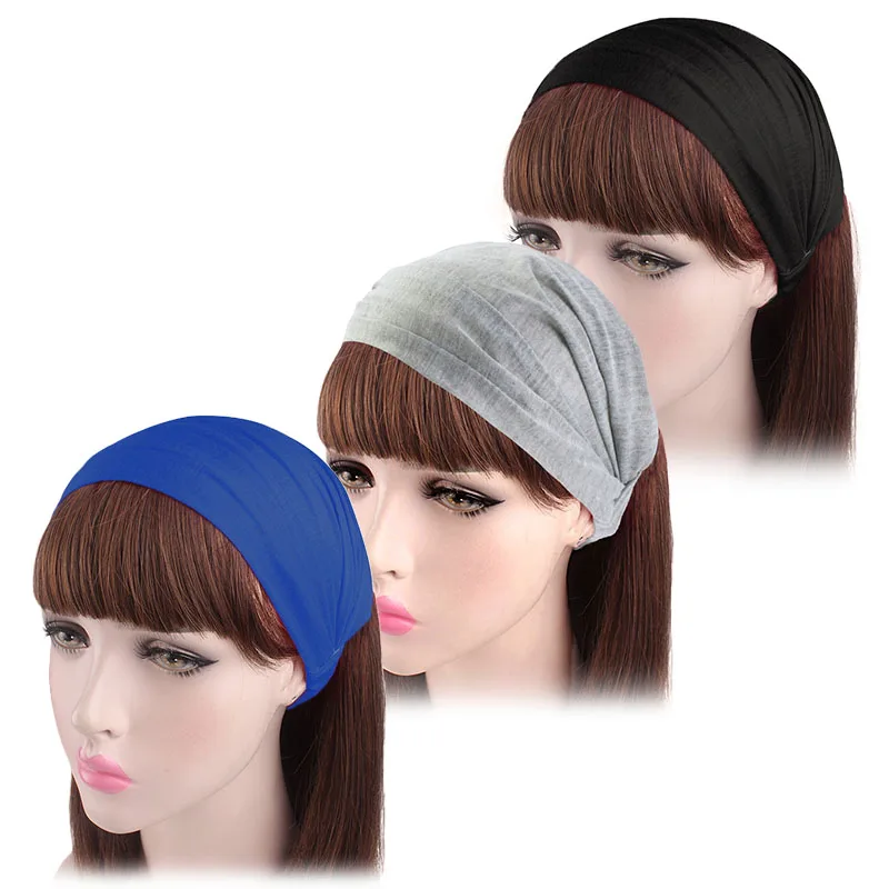 

3PCS/LOT Solid Wide Hair Bands Sports Yoga Headbands For Women Men Bandana Elastic Hairbands Turban Vintage Headwrap Headwear