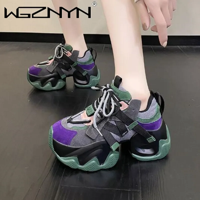 

Autumn Women's Sneakers New Breathable High Platform Shoes Woman Ladies Vulcanize Casual 7.5CM Chunky Sneakers Zapatillas Mujer