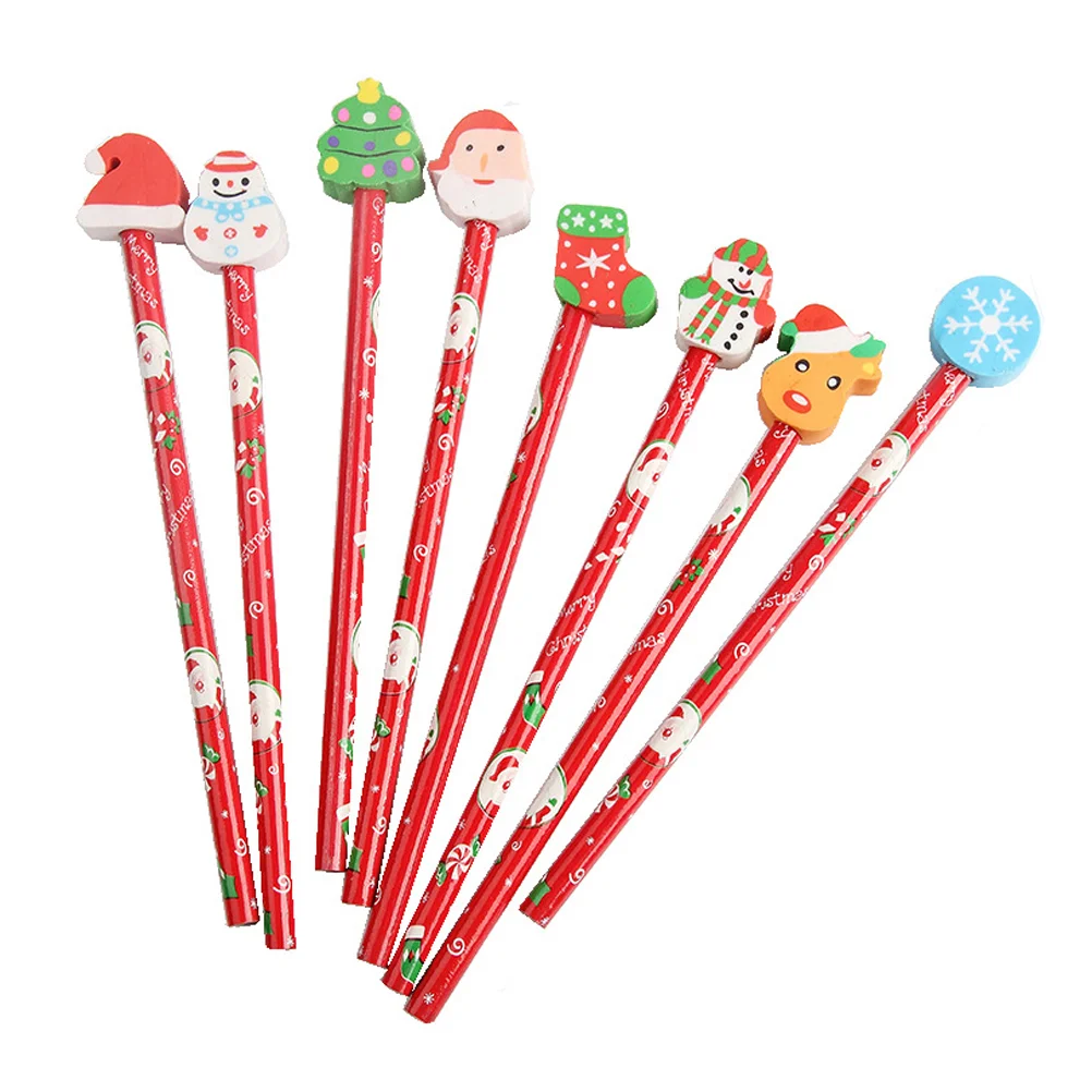 

Christmas Pencil with Eraser Cartoon Stationary Pencils for Kids Students Random Style