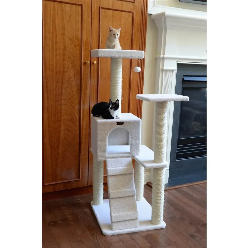 

Ivory Large and Cheap Cats Scrapers Classic Cat Tree B5301 53 Inch Beds & Furniture Scraper Cats Accessories for Home Kittens