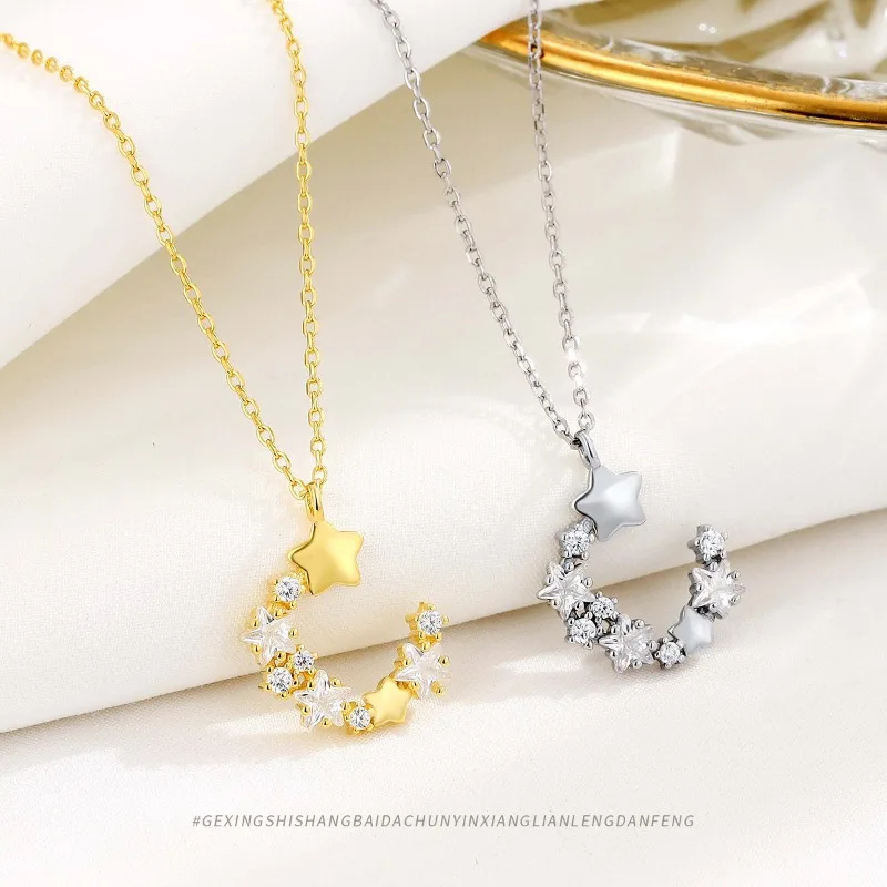 925 Sterling Silver Crystal Necklace for Women Men Star Diamond Moon Chain High Quality Original Jewelry Oro K Sale Fine Couple
925 Sterling Silver Crystal Necklace for Women Men Star Diamond Moon Chain High Quality Original Jewelry Oro K Sale Fine Couple
