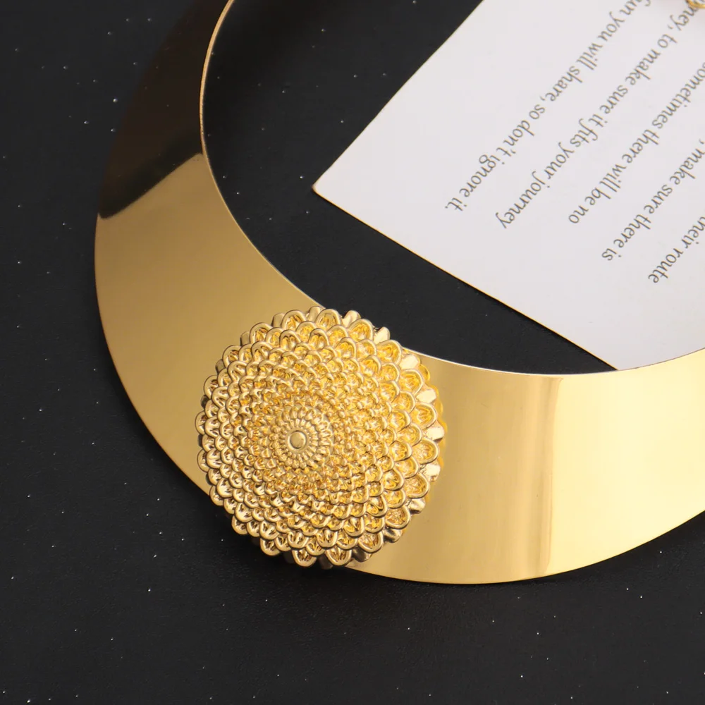 Gold Color Luxury Sunflower Shape Necklace Bangle Earrings Ring For Women Fashion Pretty Jewelry Set Gift For Party Wedding 2 Mallzona S9cf970e15c364c39b63f2d25a5af618dz Gold Color Luxury Sunflower Shape Necklace Bangle Earrings Ring For Women Fashion Pretty Jewelry Set Gift For Party Wedding Mallzona